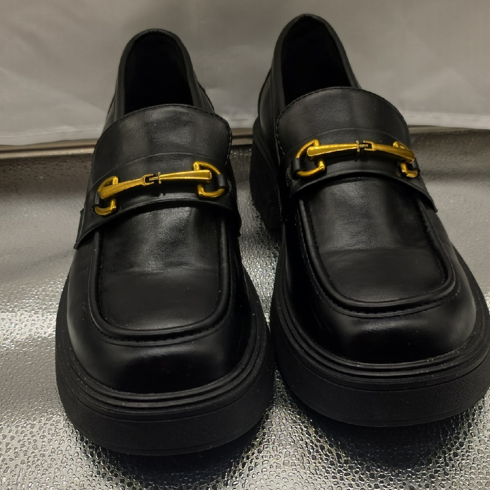 Cider Black Chunky Loafers Shoes Womens Sz 40 (US 9)